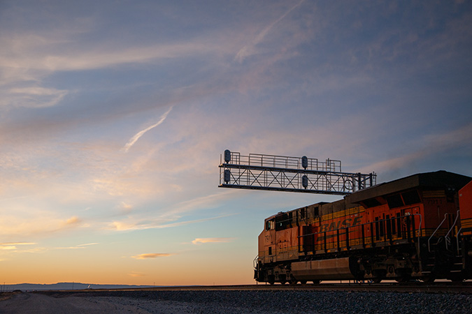 A BNSF train operates in New Mexico, one of the states recognized in this year’s Tracking to Zero awards.