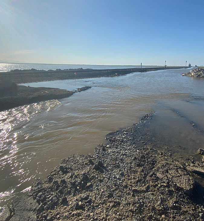 Flooded area near tracks