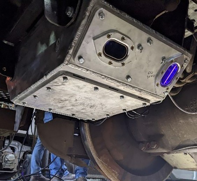 ODIN unit mounted beneath a locomotive.